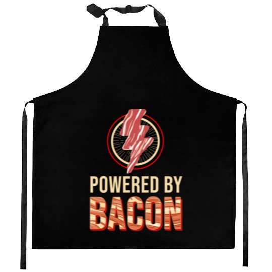 Powered By Bacon For Bacon Lover Kitchen Aprons
