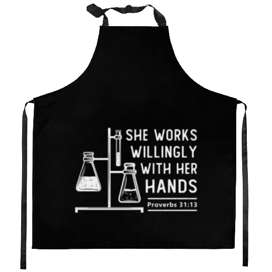 Lab Tech She Works Willingly Laboratory Science Kitchen Aprons