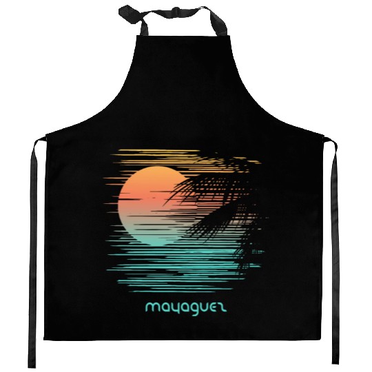 Artistic Mayaguez Puerto Rico Palm Tree Vacation Kitchen Aprons