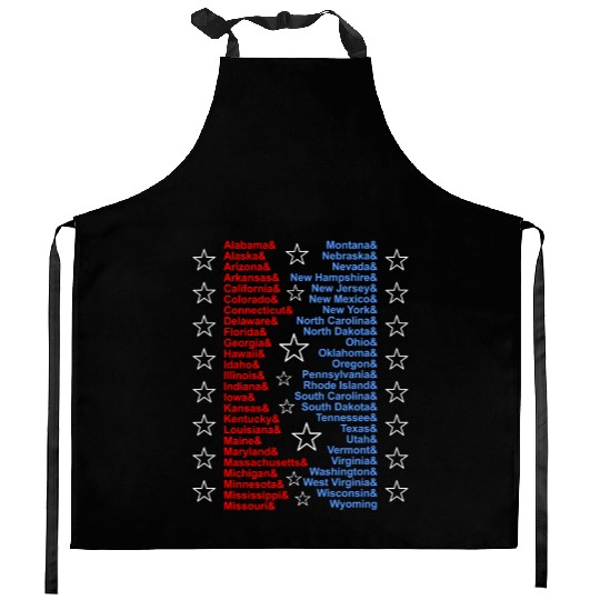 Patriotic Fifty States Red White Blue Kitchen Aprons