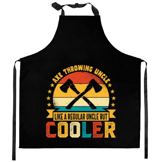 Retro Axe Throwing Uncle - Like a Regular Uncle Kitchen Aprons