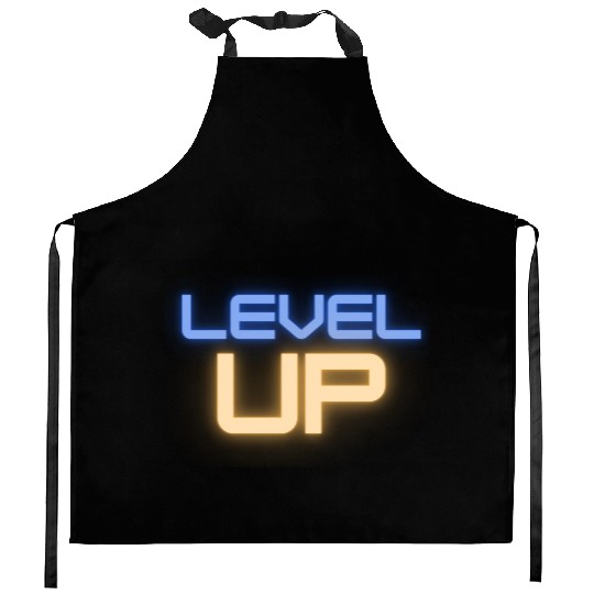 Black Level Up Neon Typography Kitchen Aprons