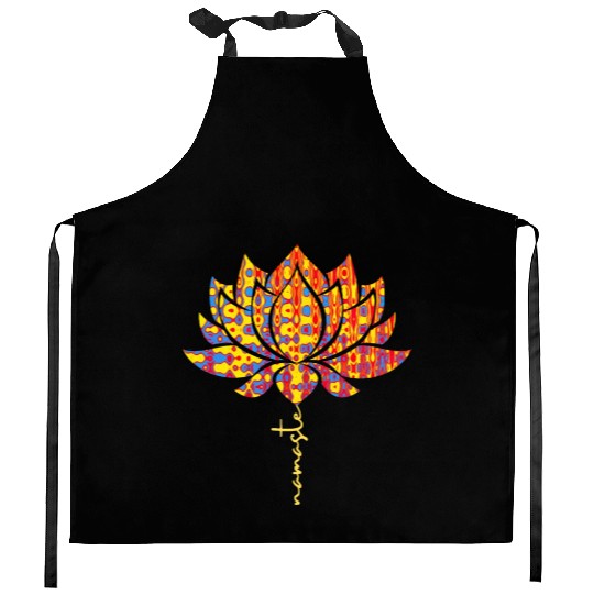 Watercolor Lotus Namaste Meditation Yoga Kitchen Aprons