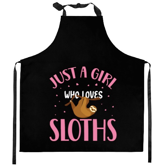 Sloth Sloths, Girl, Trees Kitchen Aprons