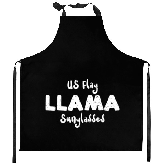 US Flag Llama Sunglasses Kitchen Aprons