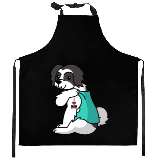 I Love Mom Tattoo Lhasa Apso Kitchen Aprons