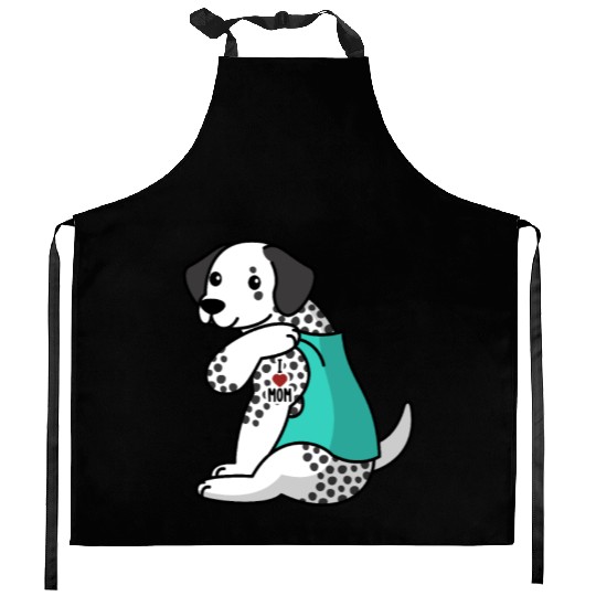 I Love Mom Tattoo Dalmatian Kitchen Aprons