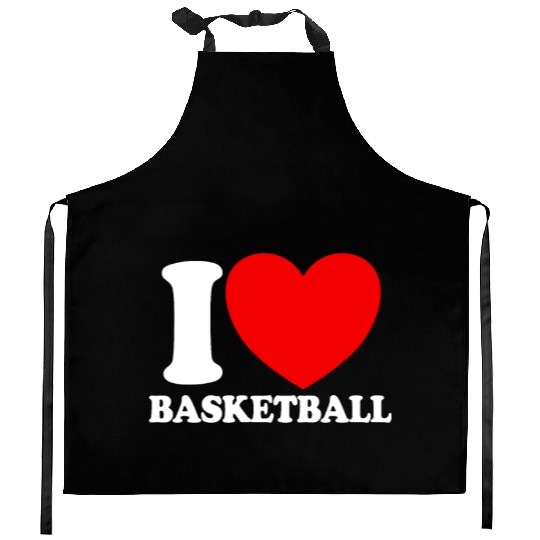 I Love Basketball Red Heart Hoop B-Ball Basketball Kitchen Aprons