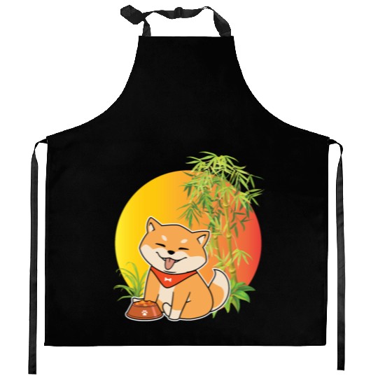 Shiba Inu Japanese Dog Breed Bamboo Plant Hunting Kitchen Aprons