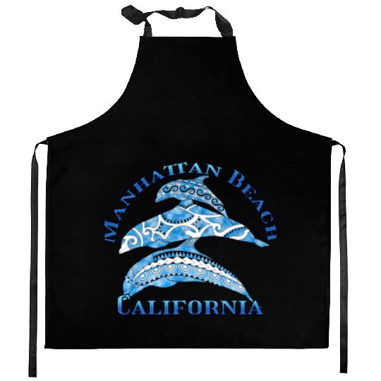 Manhattan Beach California Vacation Tribal Dolphin Kitchen Aprons