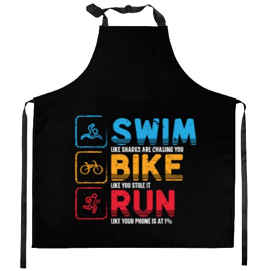 Swim Bike Run Triathlon Athlete Swim Run Bike Kitchen Aprons