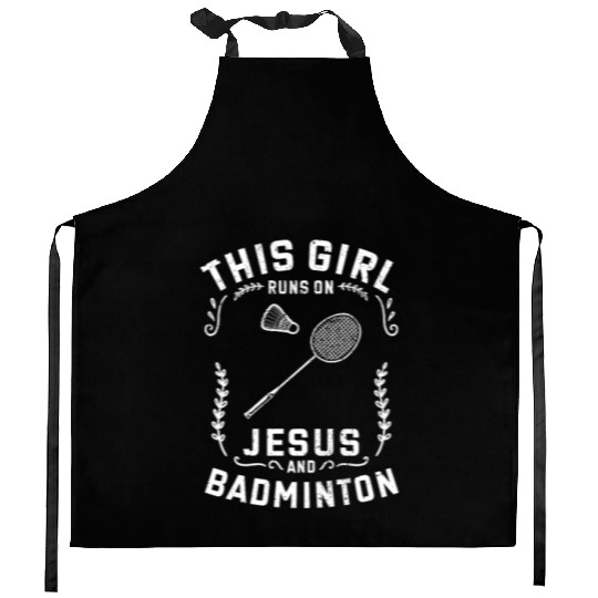 Christian This Girl Runs On Jesus And Badminton Kitchen Aprons