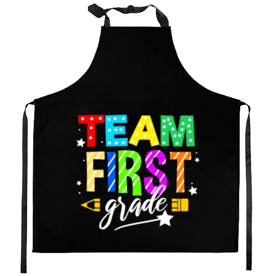 Team First Grade For Elementary Teacher Kitchen Aprons