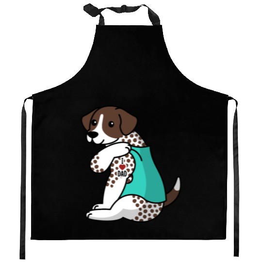 I Love Dad German Shorthaired Pointer Kitchen Aprons