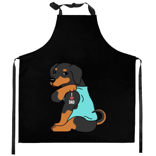 I Love Dad Dachshund Kitchen Aprons