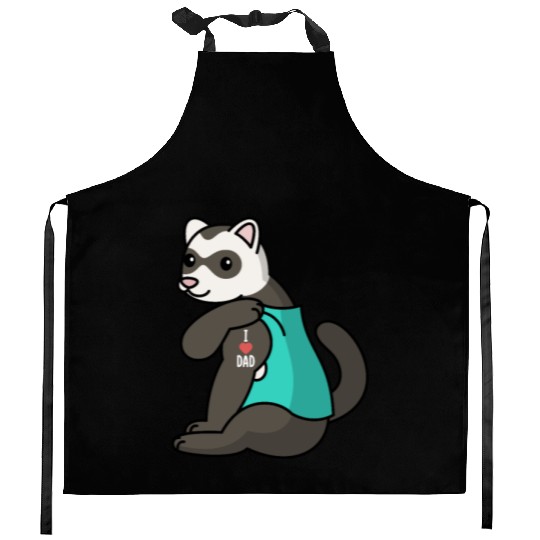 I Love Dad Ferret Kitchen Aprons