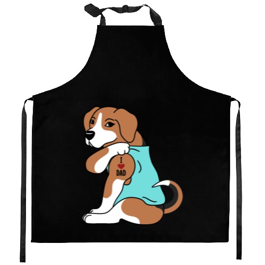 I Love Dad Beagle Kitchen Aprons