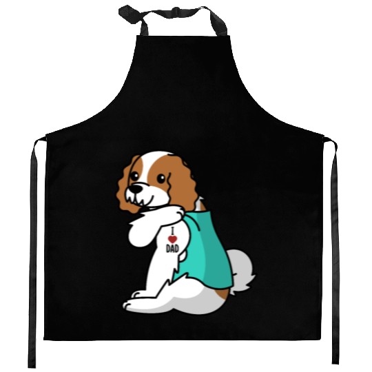 I Love Dad Cavalier King Charles Spaniel Kitchen Aprons