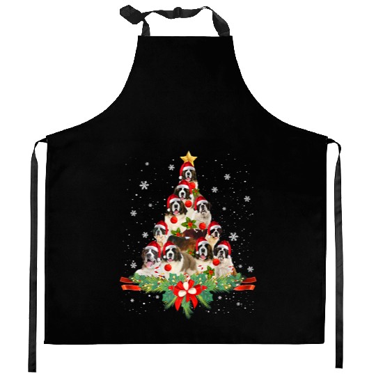 Saint Bernard Christmas Tree Kitchen Aprons Dog Owner Gift