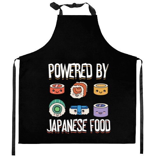 Powered By Japanese Food Sushi Lover Japan Kitchen Aprons