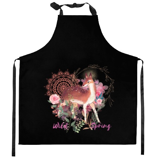 Sweet Deer In Wild Spring - 4 Kitchen Aprons