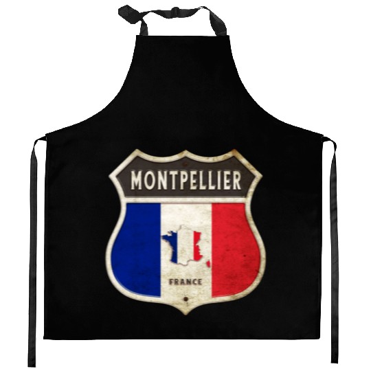 Montpellier France coat of arms flags design Kitchen Aprons