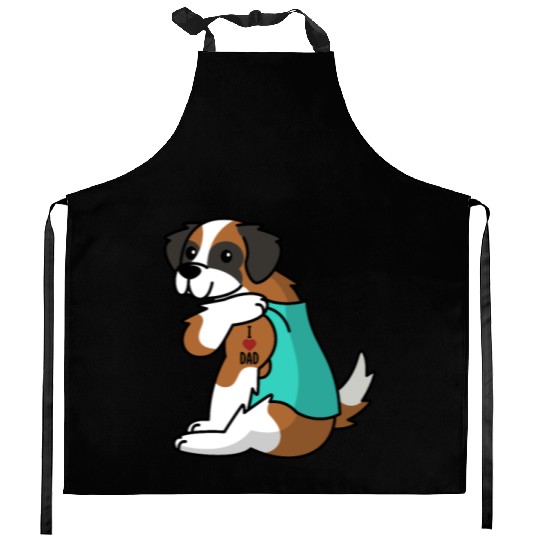 I Love Dad Saint Bernard Kitchen Aprons