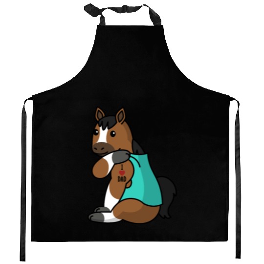 I Love Dad Horse Kitchen Aprons