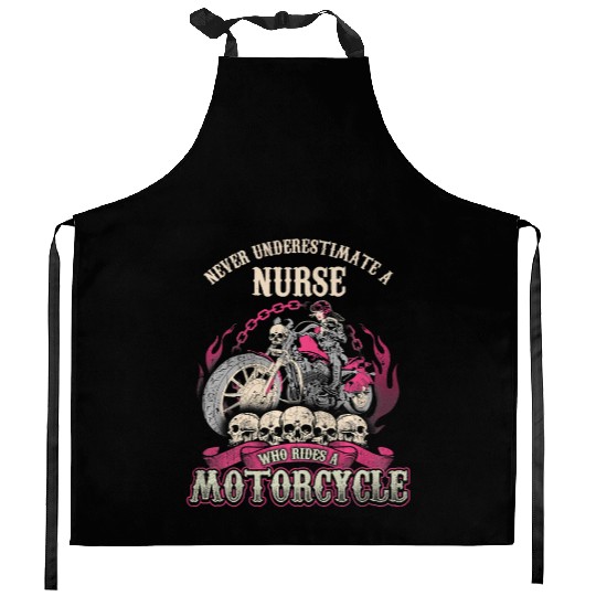 Never Underestimate a Nurse Who Rides A Motorcycle Kitchen Aprons