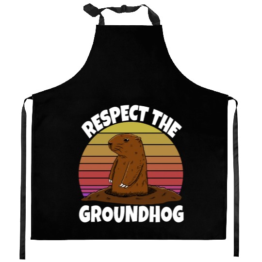 Respect The Groundhog Kitchen Aprons