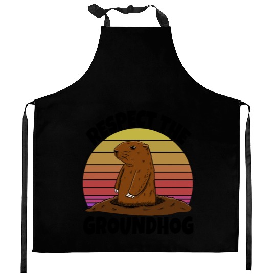 Respect The Groundhog Kitchen Aprons