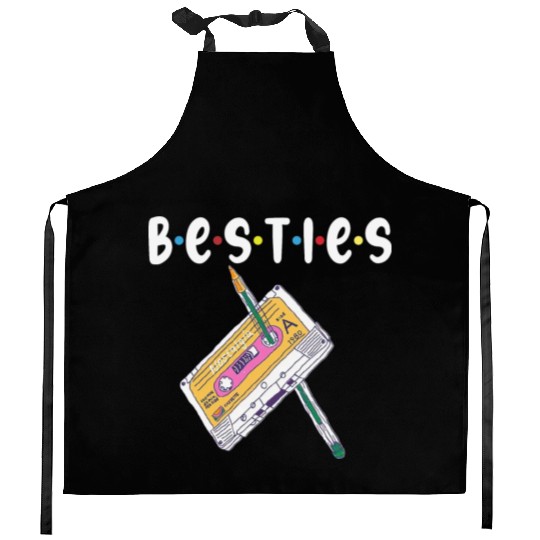 besties, bestfriend, best friend Kitchen Aprons