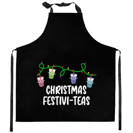 Boba Tea Relax Christmas Cute Kawaii Bubble Milk Kitchen Aprons