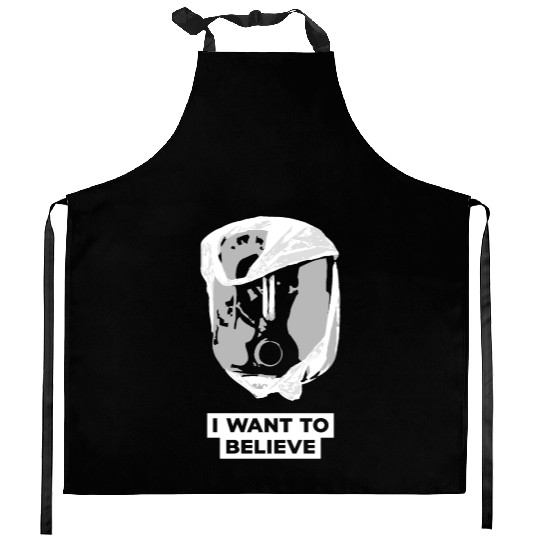 I Want To Believe 001 B-W Skull Kitchen Aprons