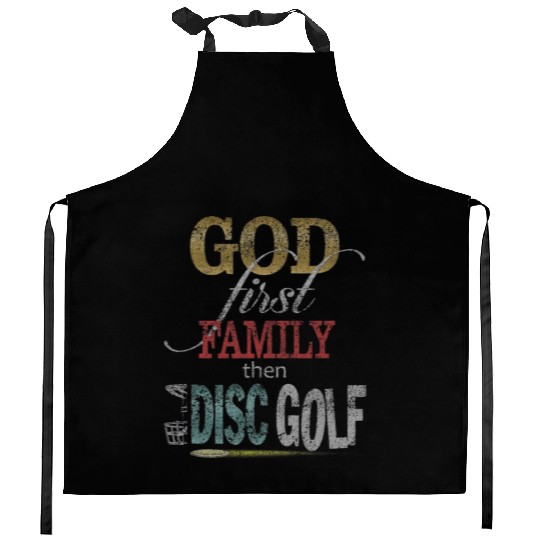 God First Family Then Disc Golf Distressed Kitchen Aprons