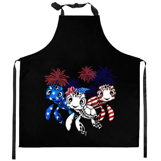 Gift for turtle lover fourth of july 4th of july Kitchen Aprons