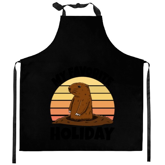 My Favourite Holiday Groundhog Kitchen Aprons