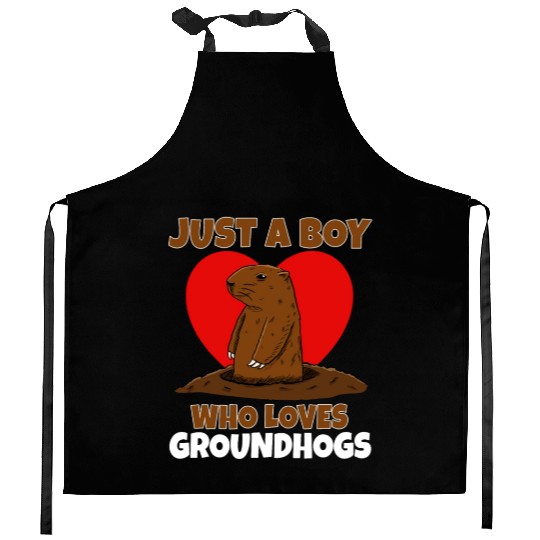Just A Boy Who Loves Groundhog Kitchen Aprons