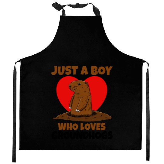 Just A Boy Who Loves Groundhog Kitchen Aprons