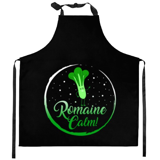 Lettuce Vegetable Kitchen Aprons, Romaine Calm Kitchen Aprons,
