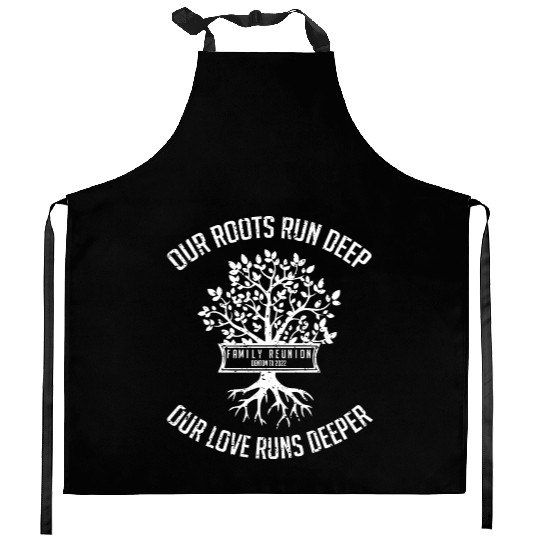 our roots run deep, family reunion Kitchen Aprons