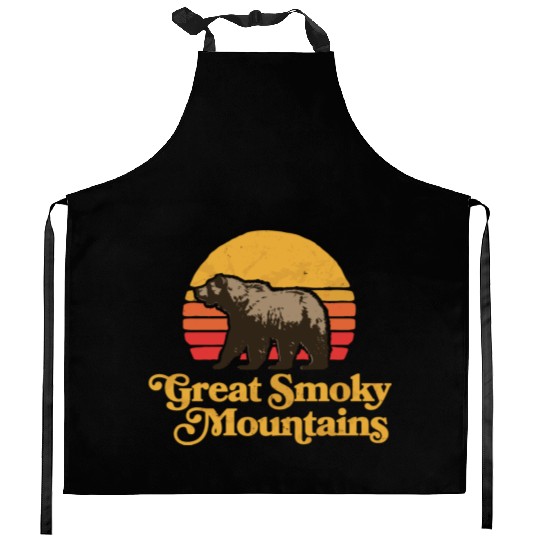 Retro Great Smoky Mountains Park Bear Kitchen Aprons