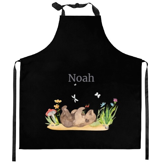 Forest Animal Bear Flowers Name Noah Kitchen Aprons