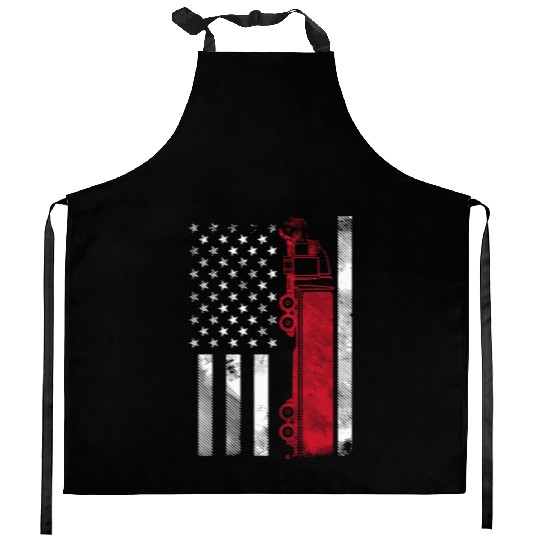 US American Flag Semi Truck Driver 18 Wheeler Kitchen Aprons