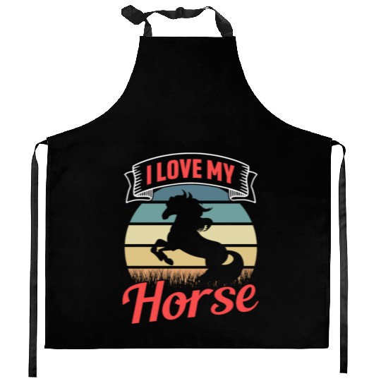 I Love My Horse Rider Riding Lover Equestrian Kitchen Aprons