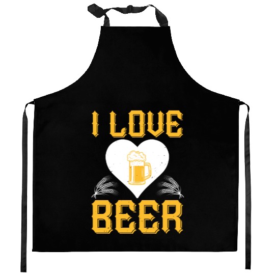 I love beer Kitchen Aprons