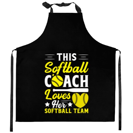 This Softball Coach Loves Her Softball Team Kitchen Aprons