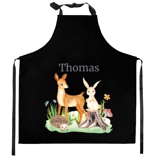 Waldtier Waldtier Reh Hase Hedgehog Flowers Name Kitchen Aprons