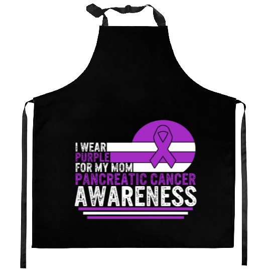 Pancreatic Cancer Kitchen Aprons, I Wear Purple For My Mom