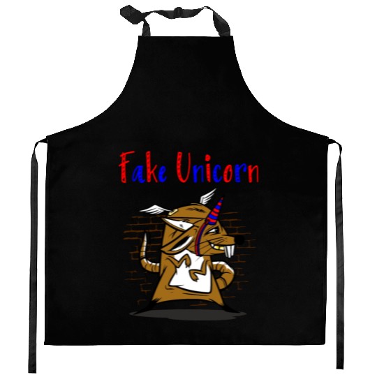Design featuring a mouse with fake unicorn Kitchen Aprons